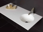 Plan vasque, bassin circulaire ⦰ 31 cm, sur mesure, Largeur 50 à 200 cm x Profondeur 40 à 60 cm, résine minérale de couleurs, Finition lisse mate, Livraison Offerte et Rapide.